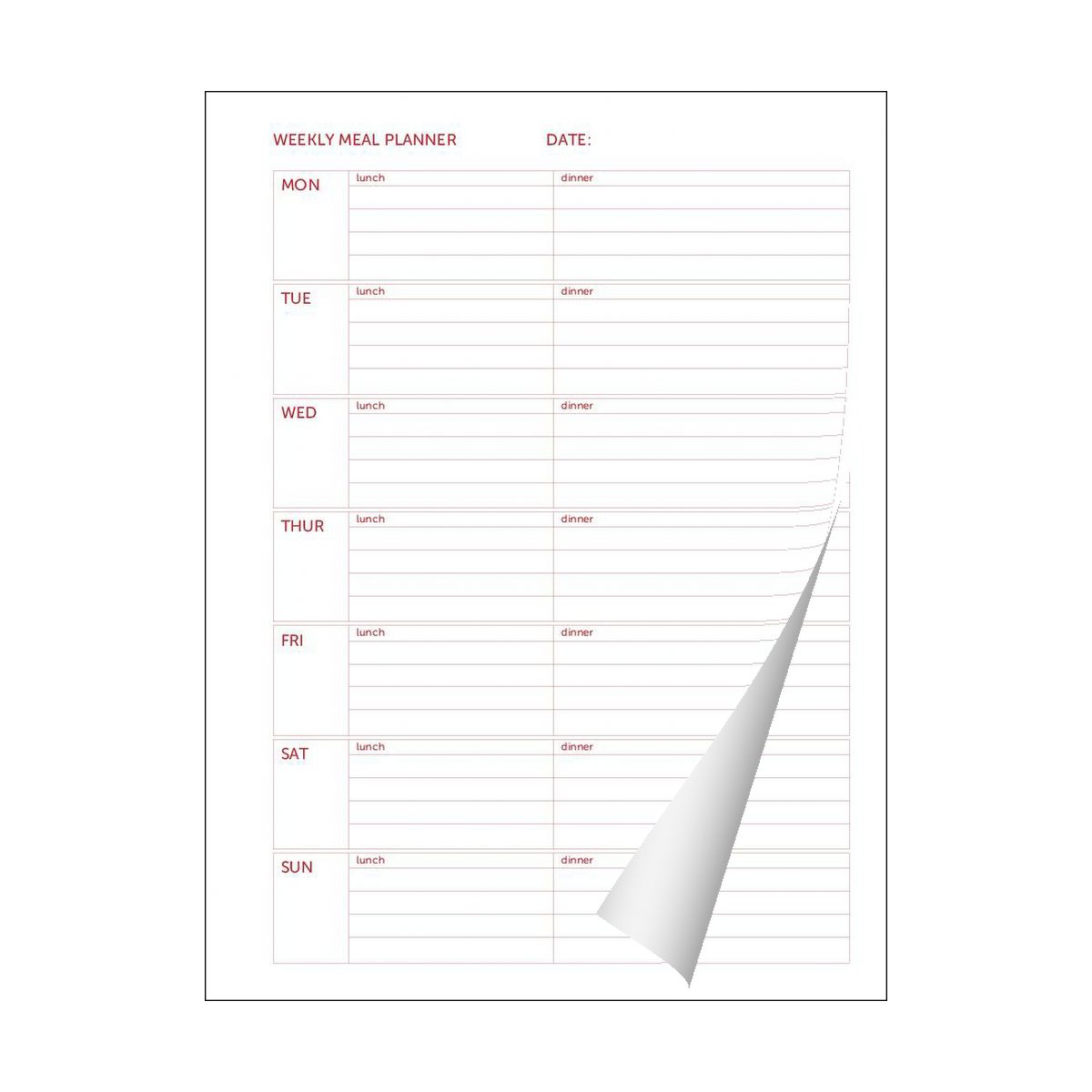 meal planner sheet download